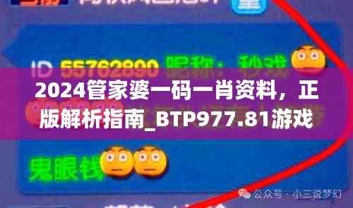 2024管家婆一码一肖资料,正版解析指南_BTP977.81游戏版