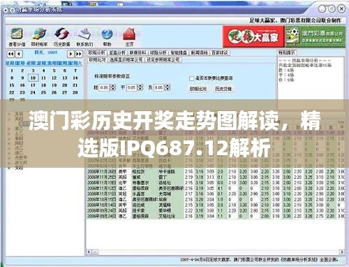 澳门彩历史开奖走势图解读,精选版IPQ687.12解析