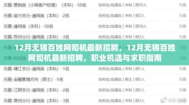 12月无锡百姓网司机最新招聘,职业机遇与求职指南