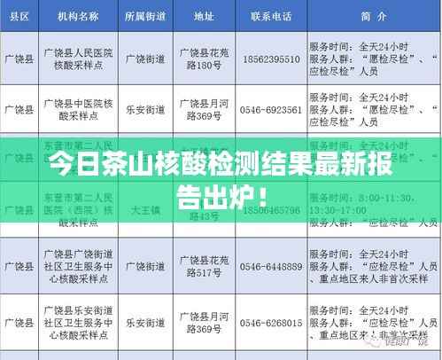 今日茶山核酸检测结果最新报告出炉!
