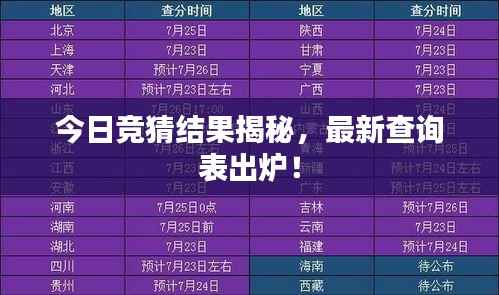 今日竞猜结果揭秘,最新查询表出炉!