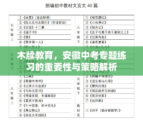 木牍教育,安徽中考专题练习的重要性与策略解析